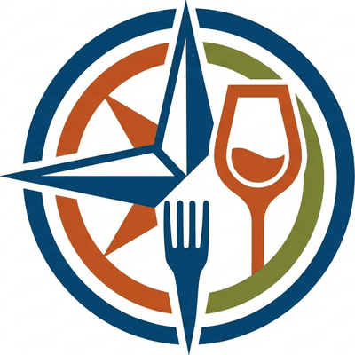 Стилизованный логотип компании Посмотри VRN, культурный туризм и дегустации, современный дизайн.